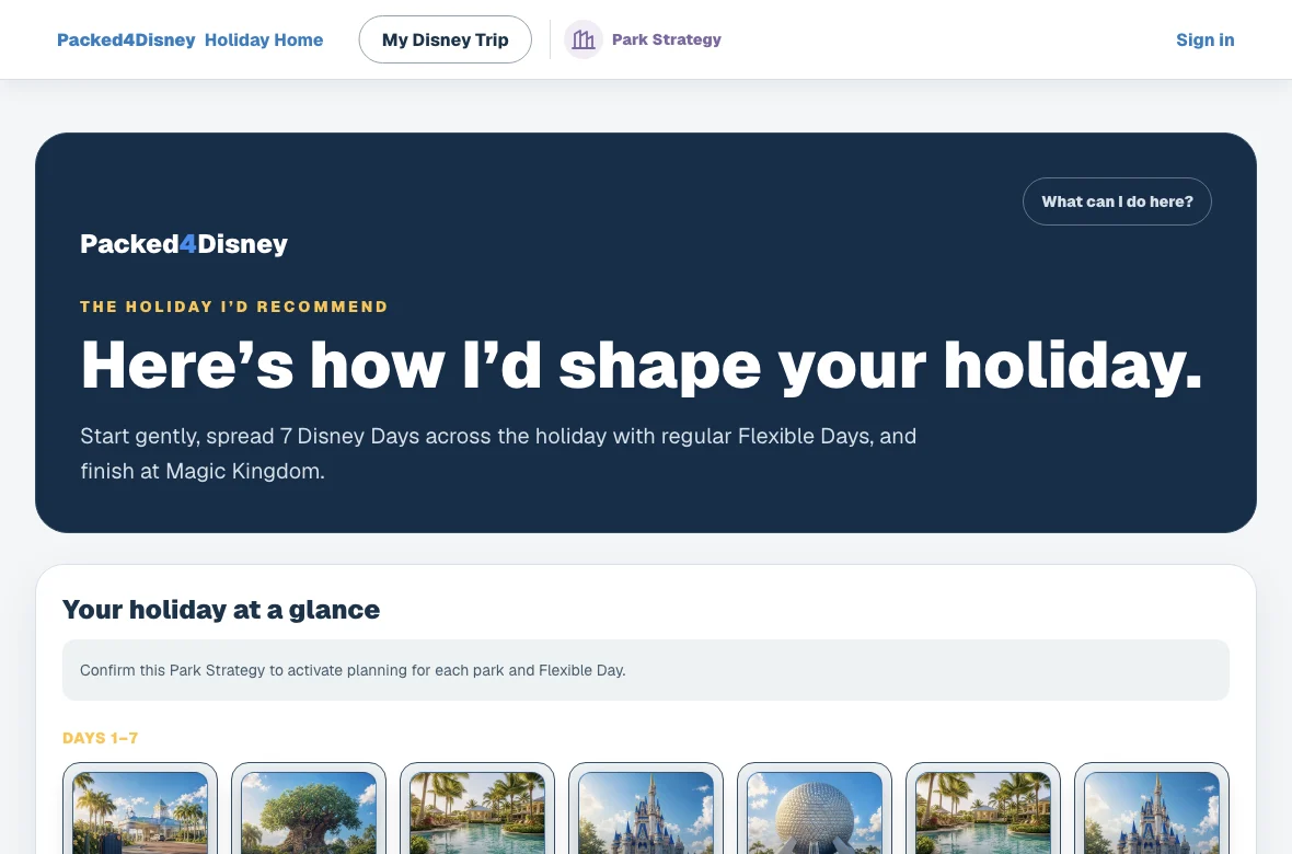 A personalised Packed4Disney Park Strategy